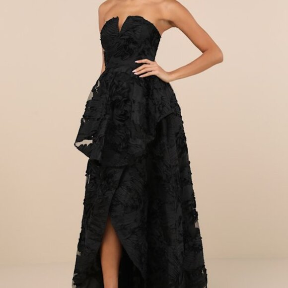 Lulus Dresses & Skirts - Lulus Majestic Glam Black Strapless Textured High-low Maxi Dress - Size S
